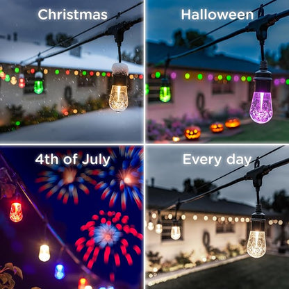 Enbrighten Vintage Outdoor String Lights, 48ft, 24 Bulbs, Smart (Pack of 2)