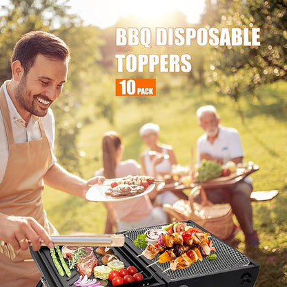 10 Pack BBQ Grill Mesh Mat,Mesh Baking Tray,Grill Mesh,Disposable Barbecue Padding for Outdoor Barbecues