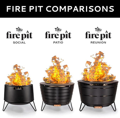 Smokeless Fire Pit 20-Inch – Portable Outdoor Wood Burning Fire Pit for Patio, Backyard & Camping, Stainless Steel, Removable Ash Pan, Stand & Cover – TIKI Social Fire Pit