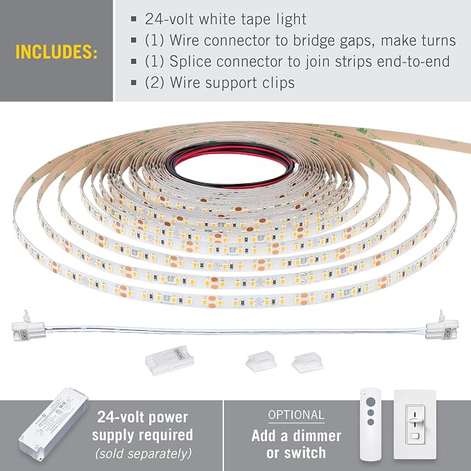 Armacost Lighting RibbonFlex Pro 24V White LED Strip Lights 120 LED/m, 4000K, 32.8 ft 156250