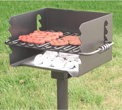 Pilot Rock 2 Pack Park-Style Steel Outdoor BBQ Charcoal Grill (Asadores de Carbon), Cooking Grate and Post for Camping or Backyard