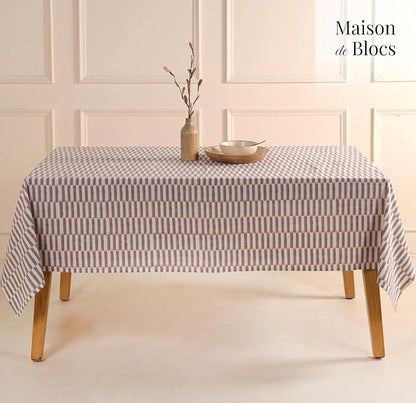 100% Cotton Hand Block Printed, Tablecloth for Kitchen, Dining, Table Cover for Parties, Chritmas, Weddings, Barbecues and Summer picnics Table Cloth (Lilac, 60" x 90")