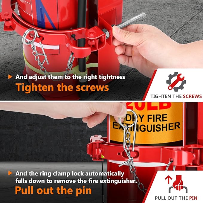 Heavy Duty Vehicle Bracket,Fire Extinguisher Brackets&Mounts-St12 Steel Red, Fit 20lb Dry/10lb Co2 Extinguisher-for School,Garage,Vehicle,Boat,Truck Generic Replacement for 810 by amerex