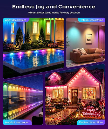 Permanent Outdoor Lights for House,200ft RGB+IC Lights with 16 Million Colors & 50 Scene Modes, App/Remote Control, IP67 Waterproof, DIY Music Sync, for Christmas, Holiday & Party Decor
