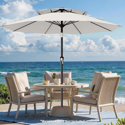 AreShark 9ft 2 Tiers Patio Umbrella - Outdoor Umbrella Waterproof UV Protection, Market Table Umbrella w/Push Button Tilt&Crank for Pool, Porch, Garden(Ivory)