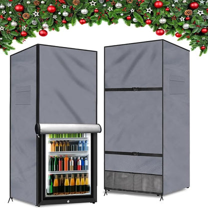 Outdoor Refrigerator Cover Dustproof Freezer for Protecting Upright Freezers/Beverage Refrigerator Compact 5-7.5 Cubic Foot Freezer Covers Outdoor (Silver, 23" x 23"x 56")