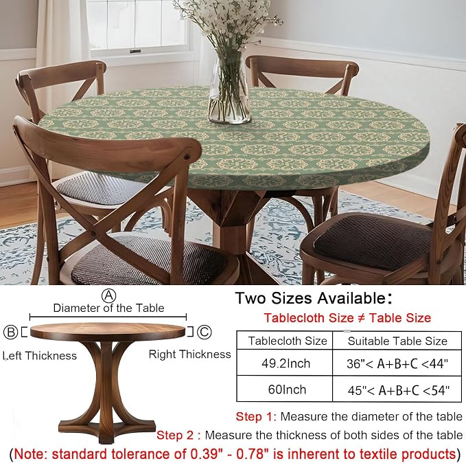 opstellen Fitted Round Tablecloth Wipeable Table Cloths Vinyl Indoor Outdoor Circle Covers for 36-44inch Table Dining Living Room Home Must Haves Gifts Summer Fall Patio Picnic Camping Garden Stuff