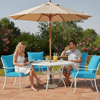 Summsun Outdoor Back and Deep Seat Cushion Set, 22 x 22 Inch, Teal, 4 Pack | Double-Sided Water Resistant, Removable Cover, Back Pillow & Seat Cushion, Tie Straps, Fit for Patio, Garden, Sofa Couch