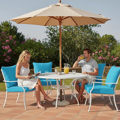 Summsun Outdoor Chair Cushions Set of 4, 19 x 19 Inch, Teal | Double-Sided Water Resistant, Removable Cover, Back Pillow & Seat Cushion, Tie Straps, Fit for Patio, Garden, Sofa Couch