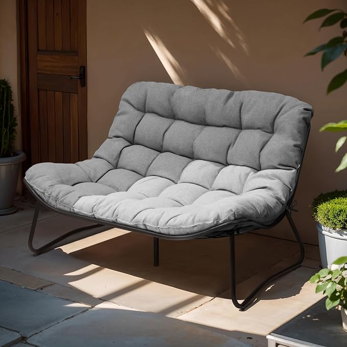 Crestlive Products Outdoor Loveseat, 2-Seat Sofa with Soft Cushion, All-Weather Outdoor Couch Patio Furniture for Balcony, Poolside, Backyard, Porch (Dark Gray)