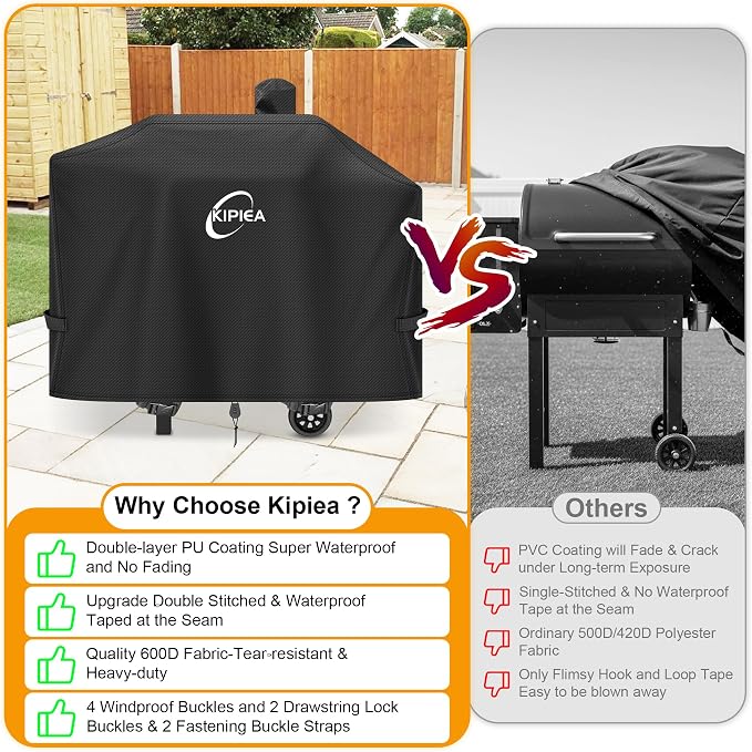 Pellet Grill Cover for Camp Chef 24, 600D Waterproof Smoker Cover | Heavy Duty, UV Resistant, No Tear, No Fading. For Camp Chef SmokePro 24, including DLX24, SG24, PG24, PG24B, PG24LTD, PG24CL