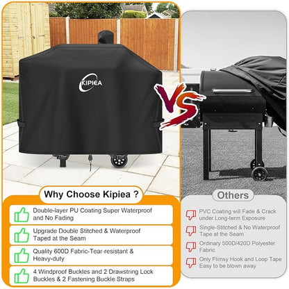 Pellet Grill Cover for Camp Chef 24, 600D Waterproof Smoker Cover | Heavy Duty, UV Resistant, No Tear, No Fading. For Camp Chef SmokePro 24, including DLX24, SG24, PG24, PG24B, PG24LTD, PG24CL