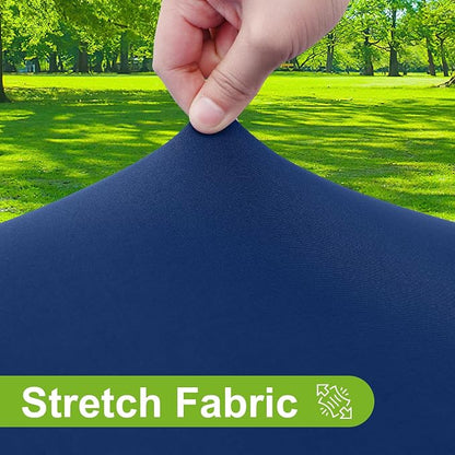 Smiry Round Spandex Tablecloth, Elastic Fitted Washable Tablecloths for 36"-44" Tables, Waterpoof Stretch Picnic Table Cover for Dining, Indoor and Outdoor, Navy