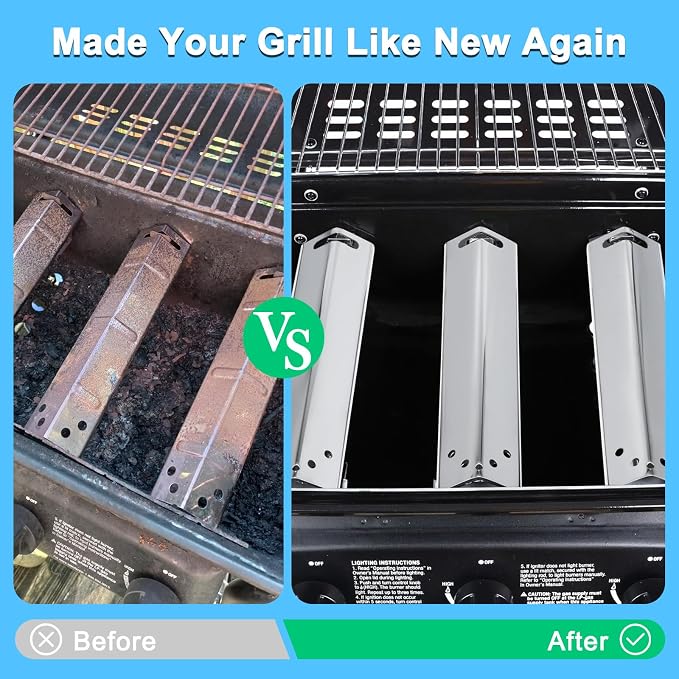 Replacement Grill Parts for Expert Grill XG10-101-002-02 3 Burner Gas Grill, Stainless Steel Heat Plates for 3 Burner Walmart Expert Grill Model, 3-Pack