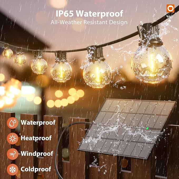 addlon 198FT Solar String Lights Outdoor, Waterproof, USB Charging | Dimmable, 3 Light Modes, Remote, 60+4 LED Bulbs, Easy Install, Ideal for Large Backyard, Garden, Wedding, Party, Camping