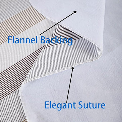 Walrus Heavy Duty Vinyl Tablecloth with Flannel Backing Waterproof Oil-Proof Plastic Table Cloth Stain-Resistant Wipeable Rectangle or Square Table Cover for Indoor and Outdoor (Line,52x70 Inch)