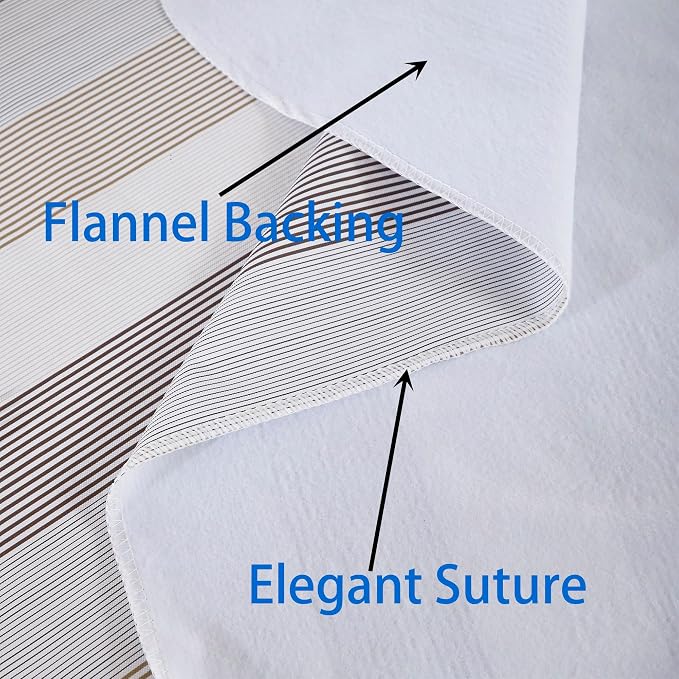 Walrus Heavy Duty Vinyl Tablecloth with Flannel Backing Waterproof Oil-Proof Plastic Table Cloth Stain-Resistant Wipeable Rectangle or Square Table Cover for Indoor and Outdoor (Line,60x84 Inch)