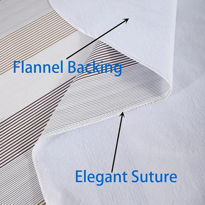 Walrus Heavy Duty Vinyl Tablecloth with Flannel Backing Waterproof Oil-Proof Plastic Table Cloth Stain-Resistant Wipeable Rectangle or Square Table Cover for Indoor and Outdoor (Line，60x102 Inch)