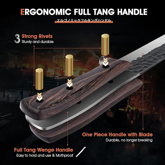 ROCOCO Brisket Carving Knife Hand Forged Slicing Knife for Meats, Ribs, Roasts, BBQ Christmas Gifts