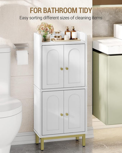 Hzuaneri Bathroom Cabinet, Small Storage Cabinet with 4 Doors | Bathroom Organizers and Storage Cabinets with Adjustable Feet. Cabinets Freestanding for Living Room, Kitchen, White