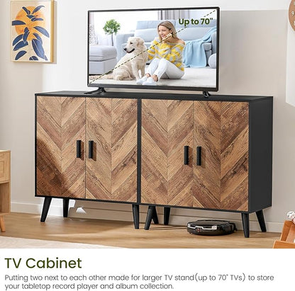 Iwell Storage Cabinet with 2 Shelves & Doors, Sideboard Buffet Cabinet with Storage, Entryway Cabinets, Accent Cabinets for Living Room, Dining Room, Entryway, Black