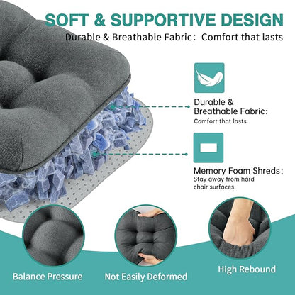 BETU Chair Cushions for Dining Chairs Set of 2,3.5" Thick Kitchen Table Chair Pads with Ties,Non Slip Backing and Covers, Seat Cushion for Dining Room,Bar,Patio Chairs,15.5"X15.5"X3.5",Dark Grey