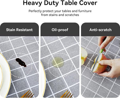 Romanstile Rectangle Vinyl Tablecloth, 100% Waterproof Oil-Proof Checkered Plastic Table Cloth, Heavy Duty Wipeable Table Covers for Dining, Camping, Picnic, Outdoor - 54 x 78 Inch, Blue Checkered