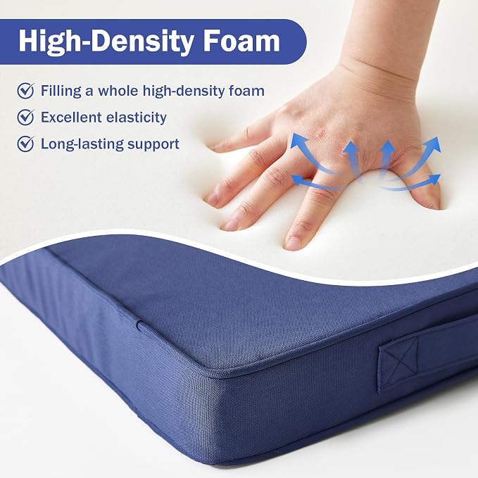 IPYNBAP Outdoor Cushions, Outdoor Chair Cushions 22x22x3 Inch, Cushions for Outdoor Furniture with Removable Cover, Waterproof & Fade Resistant Outdoor Seat Cushions for Patio, Lawn, Navy Blue