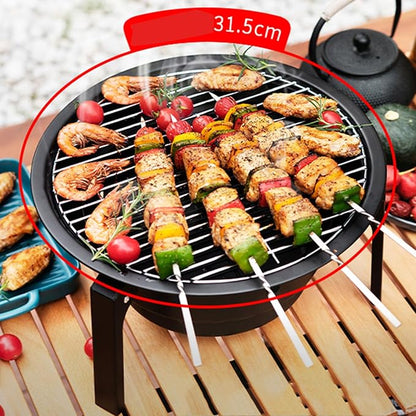 Charcoal Barbecue Grill, Portable BBQ Grill, Portable Camping Grill Stove, Outdoor Cooker,Black
