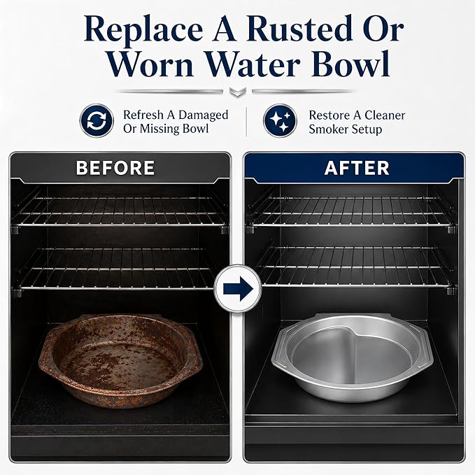 9007170040 Replacement Water Bowl for Masterbuilt 30‑inch Digital Electric Smoker Compatible with Models 20071117, 20071217, 20071218, 20071317, 20071417, 20071517, 20074517 Durable Smoker Accessory
