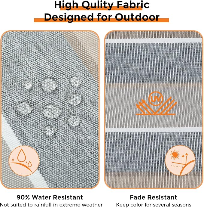 Magpie Fabrics Indoor Outdoor Cushion Cover Replacement 2 Pack, NO Insert! Water Repellent Slipcover with Ties Decor for Patio Garden Chair Sofa Bench Wicker(Grey Striped, 24x24x4 Inch)