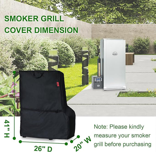 Smoker Cover Fits Bradley Smoker BTDS108P 6-Rack Outdoor Natrual Draft Digital Vertical Smoker, Cover Geny Heavy Duty Waterproof Outdoor Cover (26" W x 20" D x 41" H)