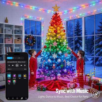 JMEXSUSS 250 LED Smart Color Changing Halloween Lights, RGB String Lights | Plug in, APP & Remote Control, 16 Million DIY Colors, Durable, Smart Christmas Lights for Tree Party Indoor Outdoor Decor