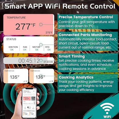 WiFi Controller for Pit Boss Vertical Series 3 4 5 7 Pellet Smoker Thermostat Control Panel Board with Temperature Probe Grill Replacement Parts 3.5mm-Plug BBQ Accessories
