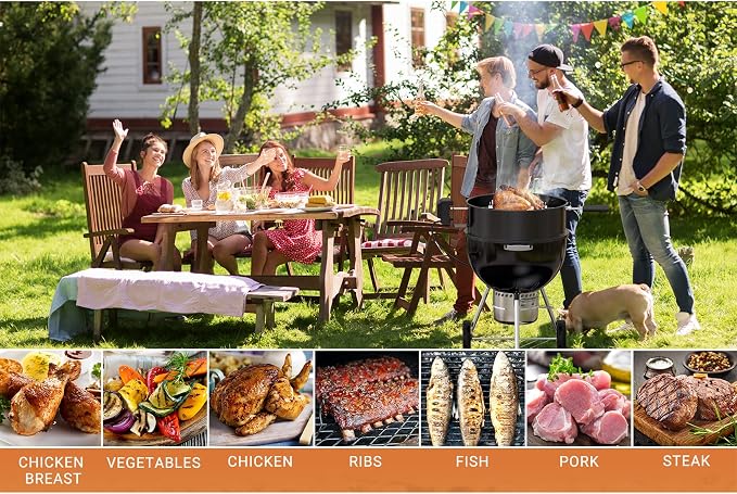 onlyfire Rotisserie Ring Kit for Weber 18" Kettle Charcoal Grills | Chrome Plated Steel Material, Turns Your Kettle Into A Chicken Roaster