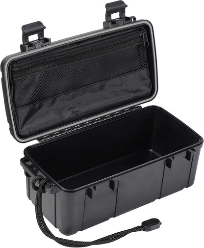 Waterproof Kayak Dry Box - Floating ABS Storage Case with Stainless Steel Hinge & Mesh Pocket - Airtight Floating Waterproof Case Box for Phones, Keys & Boating Gear - 8.8" x 4" x 3.5"