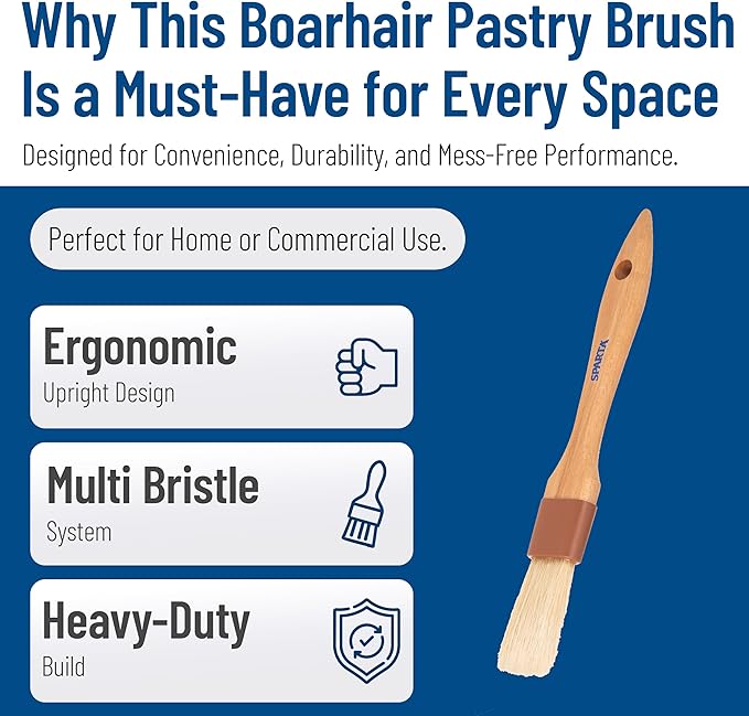 SPARTA Kitchen Basting Brush – 4037200 Basting Brush for Cooking Flat Boar Bristle Brush, Hardwood Handle for Kitchens, Restaurants, Catering, High Heat Food Prep, 1in, Pack of 12