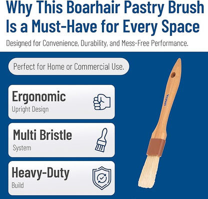 SPARTA Kitchen Basting Brush – 4037200 Basting Brush for Cooking Flat Boar Bristle Brush, Hardwood Handle for Kitchens, Restaurants, Catering, High Heat Food Prep, 1in, Pack of 12