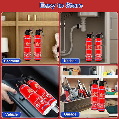 2 Pack ABC Dry Chemical Fire Extinguishers, Portable Dry Powder Fast-Acting Fire Extinguisher with Mount, Suitable for Home, Car, Boat, Truck, Electrical, Grease Fires