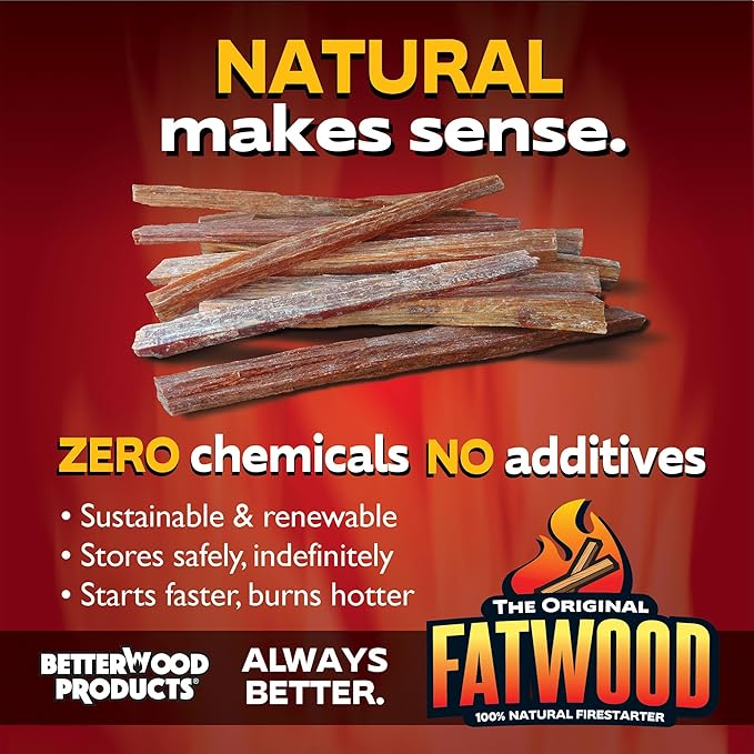 All-Natural Pine Wood Fatwood Firestarter for Fireplace, Chimeneas, Grill or Pellet and Wood Stoves, 5-Pound Birch Bucket