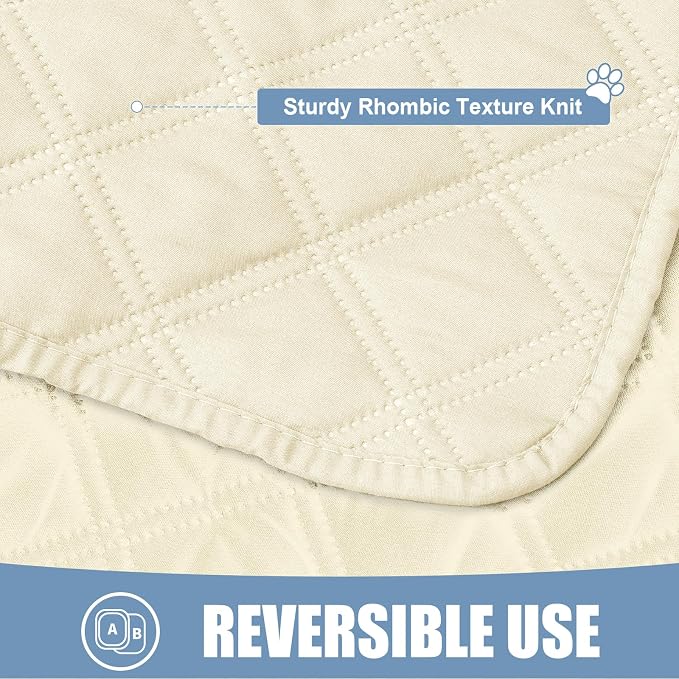 Smiry Waterproof Reversible Pet Couch Covers for Dogs | Pet Friendly, Soft Fabric, Washable Sofa Furniture Protector for Dogs Cat Kids, Checkered (40"x50", Beige/Beige)
