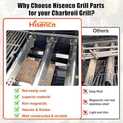 Hisencn Grill Replacement Parts for Charbroil Advantage 4 Burner 463344015 463432215 463343015 463240015 Gas Grills, 463240115, 463436815, Charbroil Advantage 4 Burner Parts, 15 1/8" x 2" Heat Plate