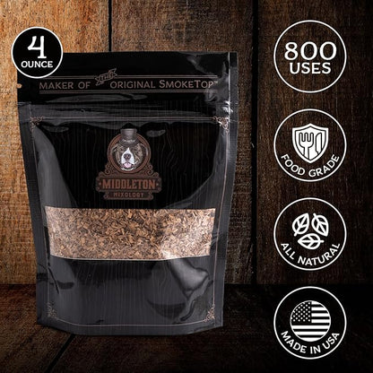 SmokeTop® 4oz Bag - Cocktail Smoker Chips for Old Fashioned Cocktails, Whiskey, & Bourbon - by Middleton Mixology Made in The USA (800 uses) (Hickory)