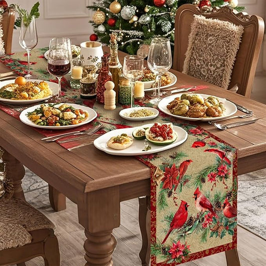Red Cardinal Bird Table Runner,Dining Decor for Kitchen Coffee Table Family Dinners Holiday Parties Wedding Events Decor(13x72 inch)
