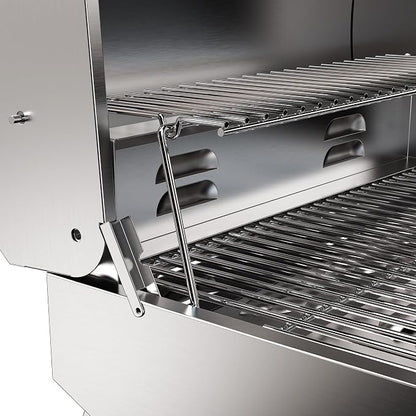 Bunker Up Fishin Stainless Steel Boat Grill with Rod Holder Mount - Great for Boating and Camping - Portable Tabletop BBQ Grill, 12000 BTU Burner, 277 sq.in Grilling Space and 87 sq.in Warming Rack
