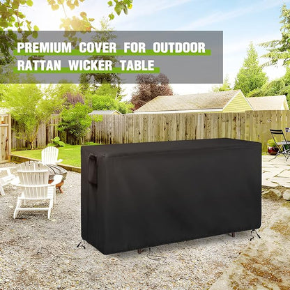 55 Inch Outdoor Bar Table Cover Rectangle for Patio Rattan Wicker Bar | 55x19x36,Waterproof Dustproof Heavy Duty Oxford Fabric,Outdoor Prep Table Cover with Air Vent Buckle Handle and Drawstring