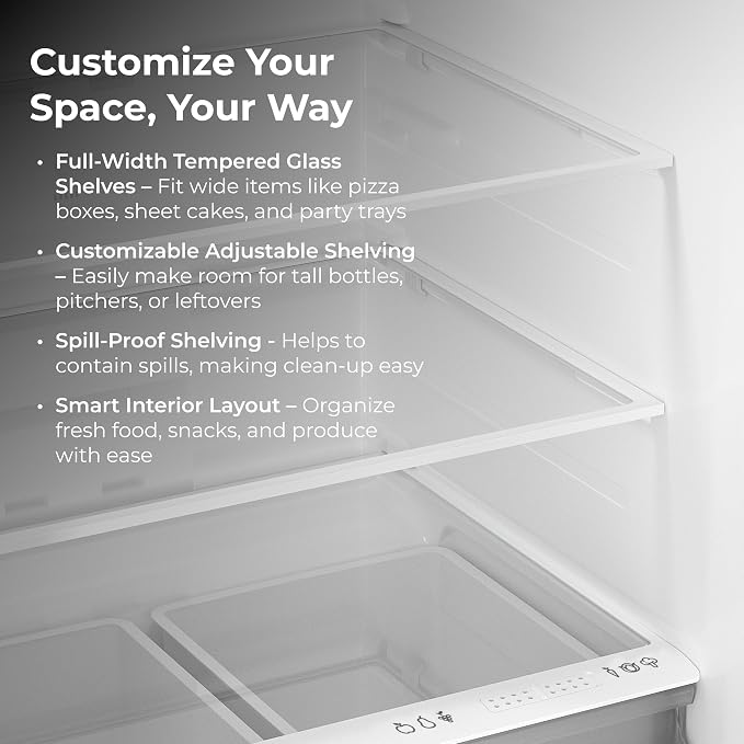 Kenmore 25 cu. ft. 33" Wide Top Mount Refrigerator - Black | Adjustable Glass Shelving, Humidity-Controlled Crispers, Gallon Door Bins, LED Lighting, ENERGY STAR Certified