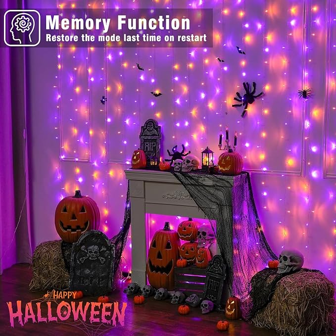 66FT 200 LED Outdoor String Lights, Orange and Purple String Lights for Outside Waterproof with 8 Modes, Plug in Connectable Twinkle Fairy Lights for Indoor Home Patio Garden Decorations