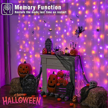 66FT 200 LED Outdoor String Lights, Orange and Purple String Lights for Outside Waterproof with 8 Modes, Plug in Connectable Twinkle Fairy Lights for Indoor Home Patio Garden Decorations