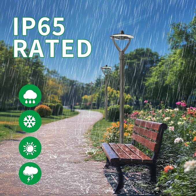 LED Post Top Light UL 5.1 13000lumens,100W/80/60 and 3000K-4000K-5000K Adjustable AC100-277V,Outdoor Pole Lights with Photocell IP65 Waterproof Post LED Fixture Bronze Color for Garden Yard Street